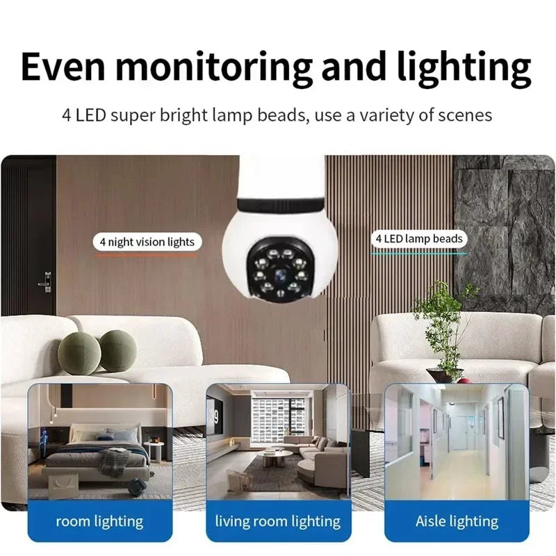 Caméra WiFi E27 8MP avec Vision Nocturne Couleur