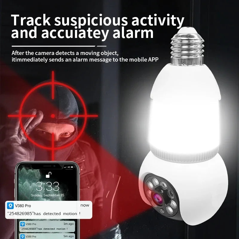 Caméra WiFi E27 8MP avec Vision Nocturne Couleur