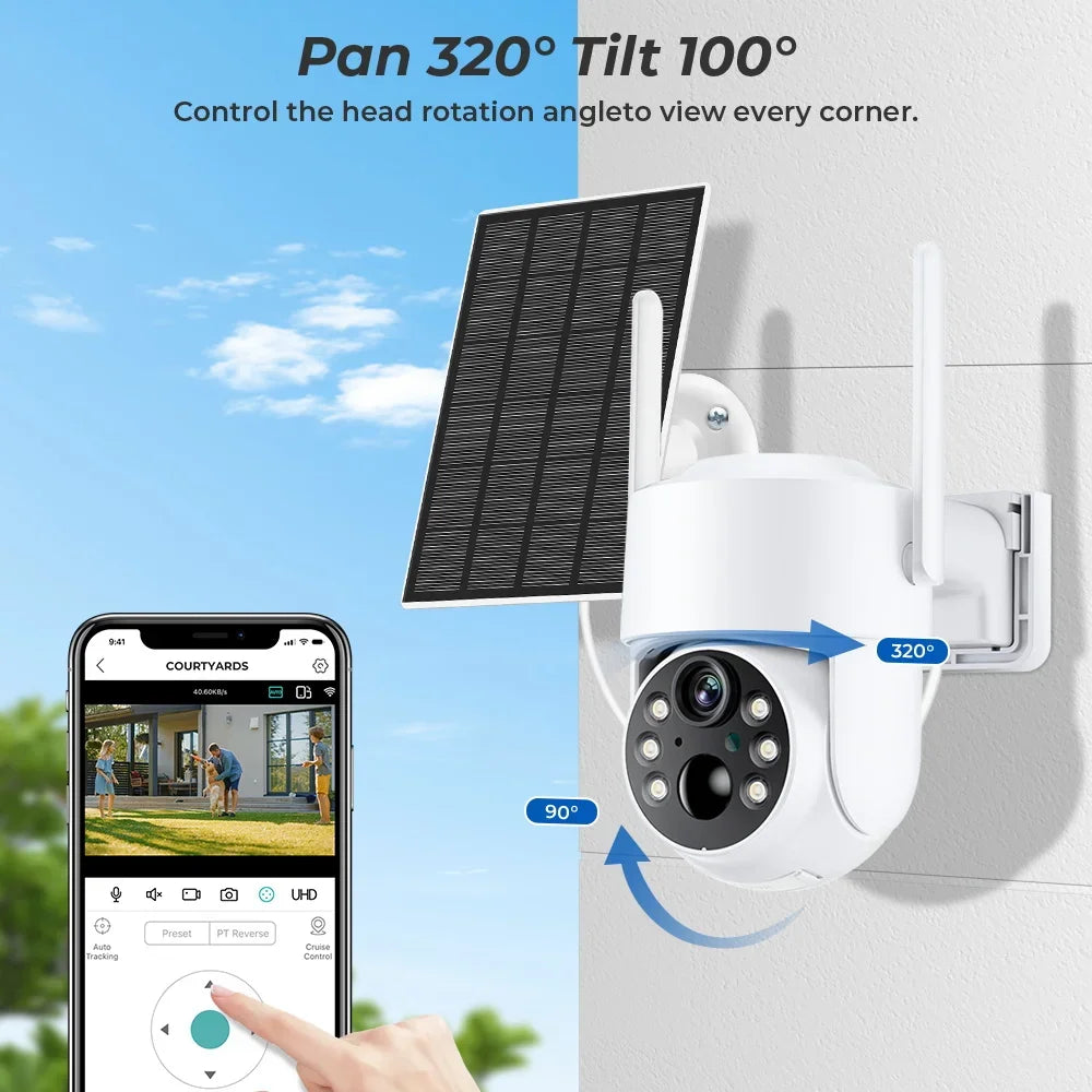 Caméra WiFi Solaire Extérieure PTZ 4MP Image