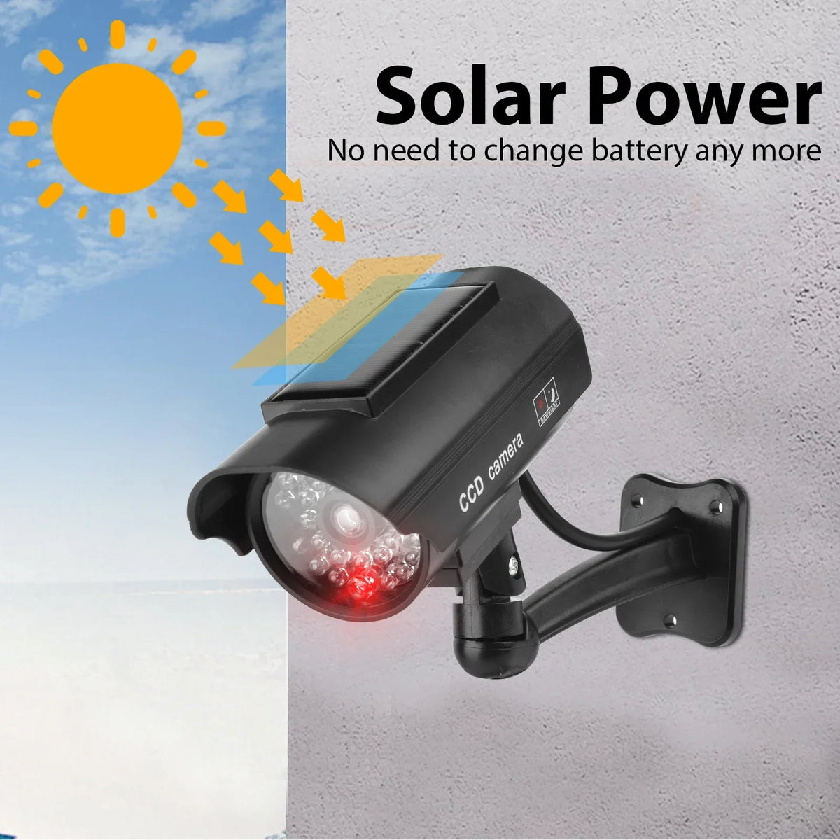 Fausse Caméra De Surveillance Solaire Avec LED Clignotante