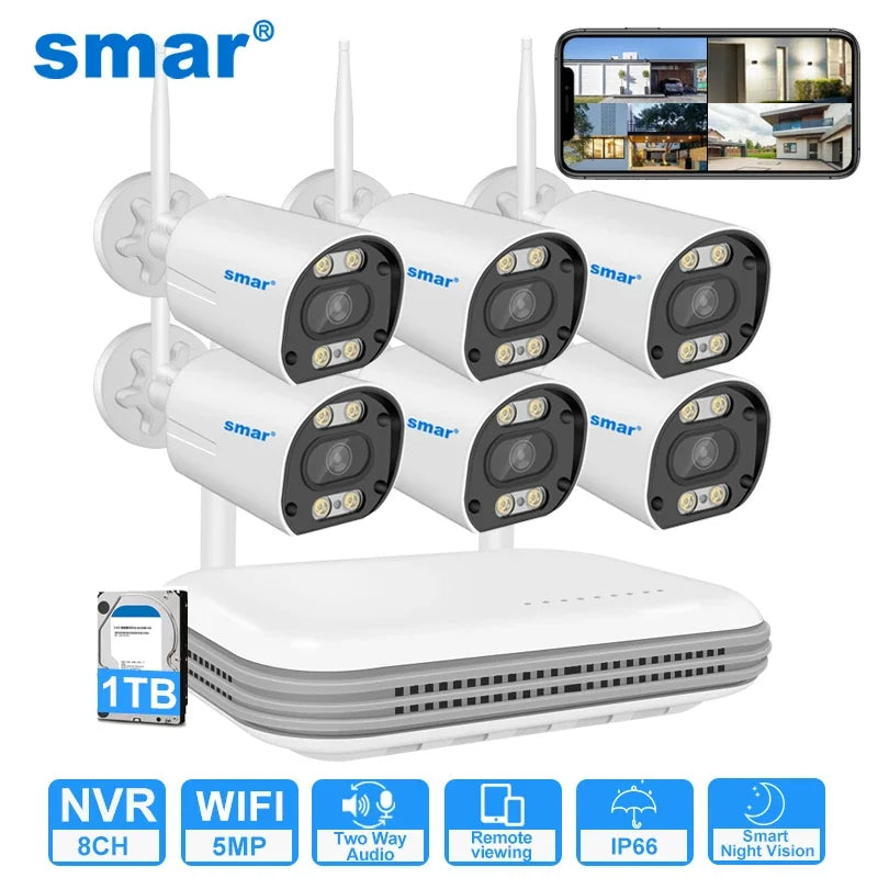 Kit Caméra de Surveillance WiFi 3MP 5MP NVR 8 Canaux