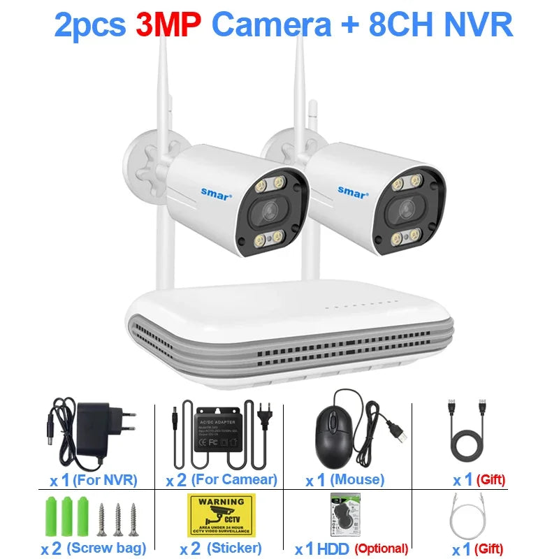 Kit Caméra de Surveillance WiFi 3MP 5MP NVR 8 Canaux