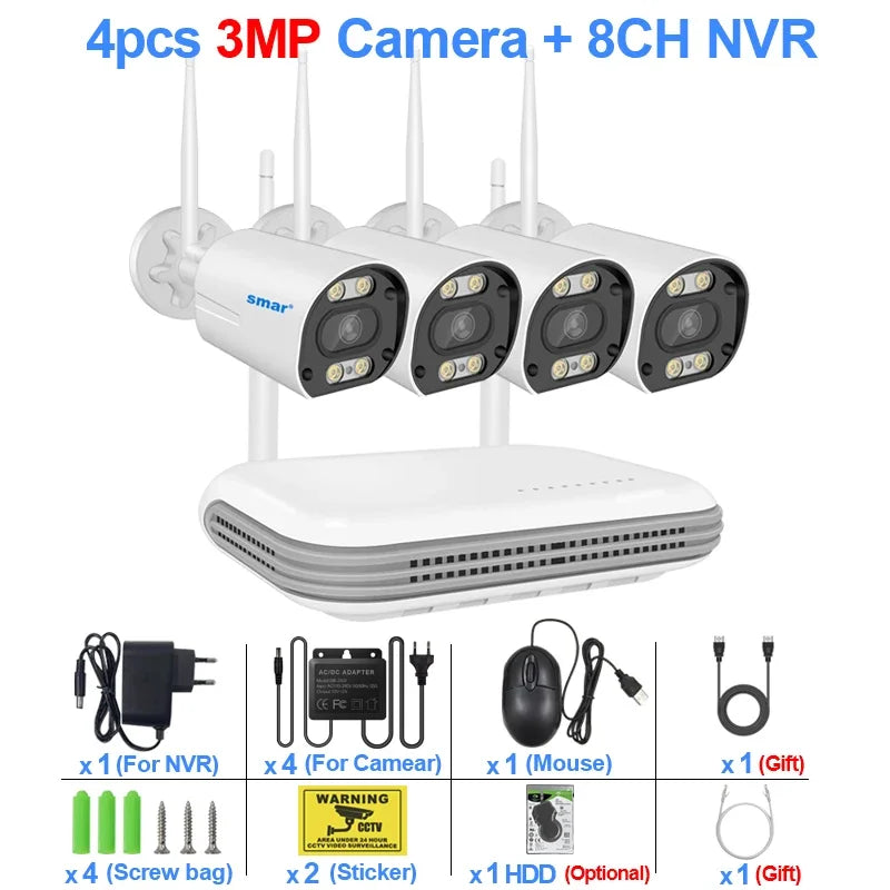Kit Caméra de Surveillance WiFi 3MP 5MP NVR 8 Canaux