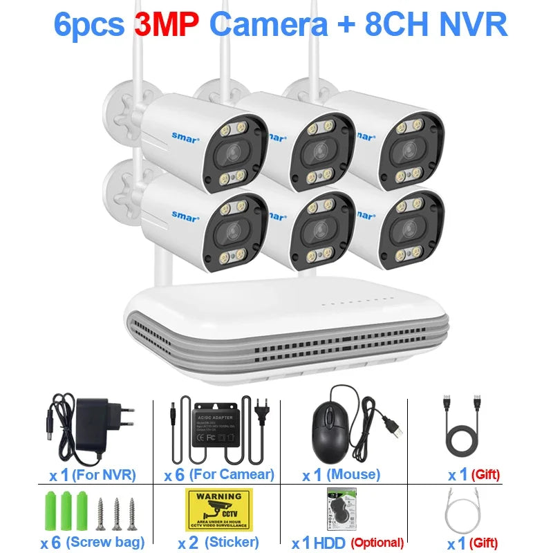 Kit Caméra de Surveillance WiFi 3MP 5MP NVR 8 Canaux