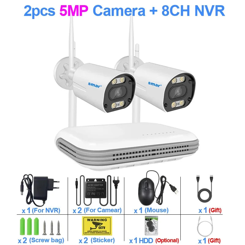 Kit Caméra de Surveillance WiFi 3MP 5MP NVR 8 Canaux
