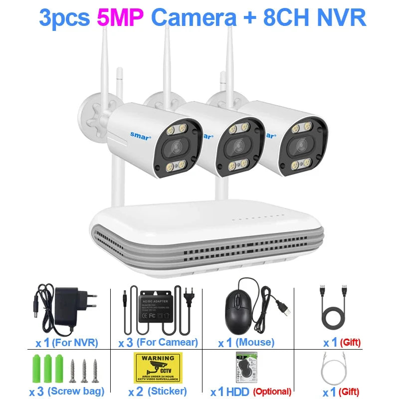 Kit Caméra de Surveillance WiFi 3MP 5MP NVR 8 Canaux