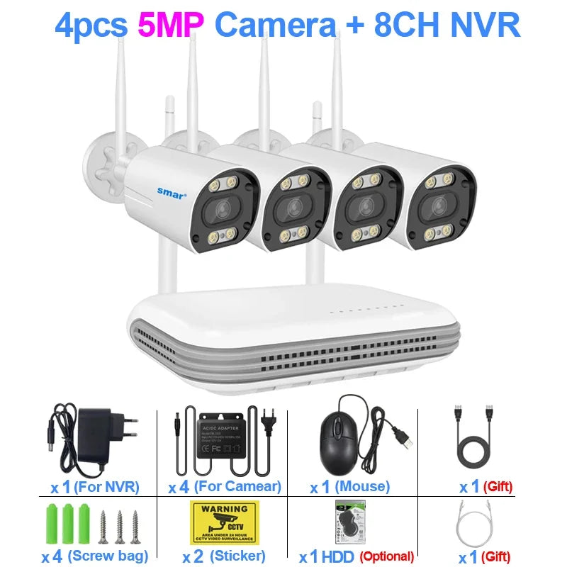 Kit Caméra de Surveillance WiFi 3MP 5MP NVR 8 Canaux