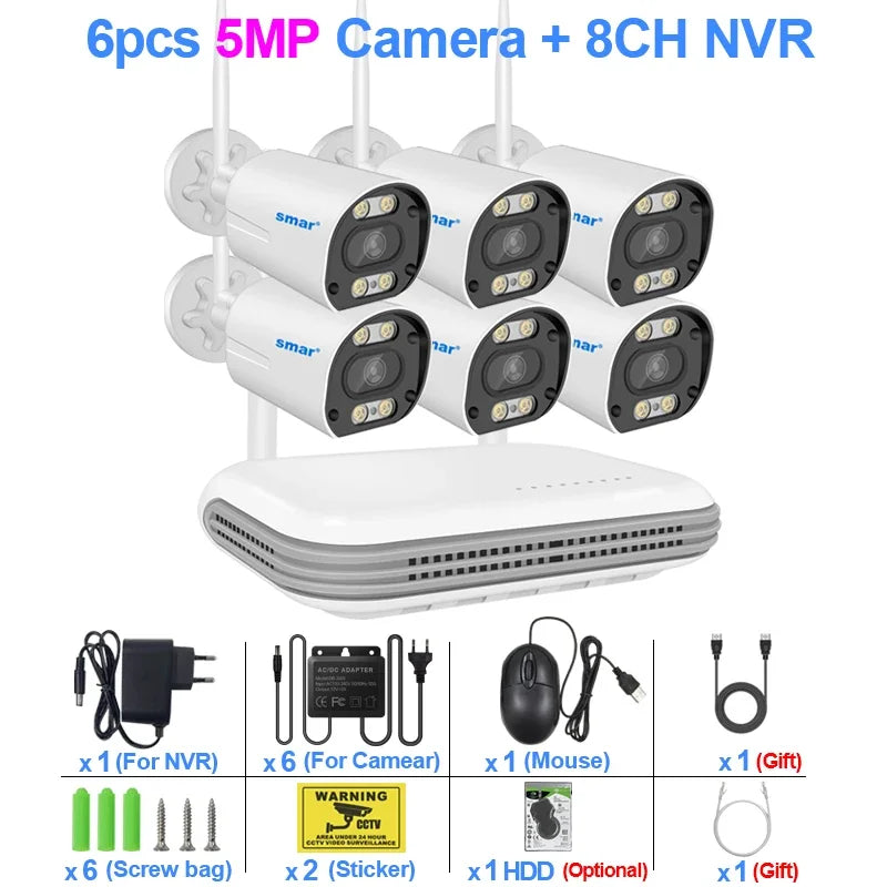 Kit Caméra de Surveillance WiFi 3MP 5MP NVR 8 Canaux