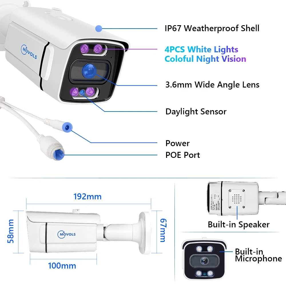 Kit Caméras de Surveillance PoE 4K avec Audio