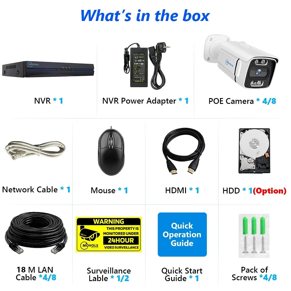 Kit Caméras de Surveillance PoE 4K avec Audio