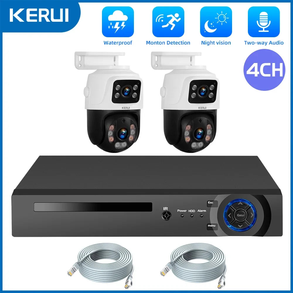 Kit Caméras De Surveillance PoE Double Objectif