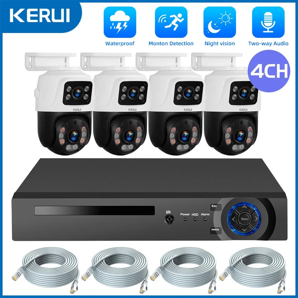 Kit Caméras De Surveillance PoE Double Objectif