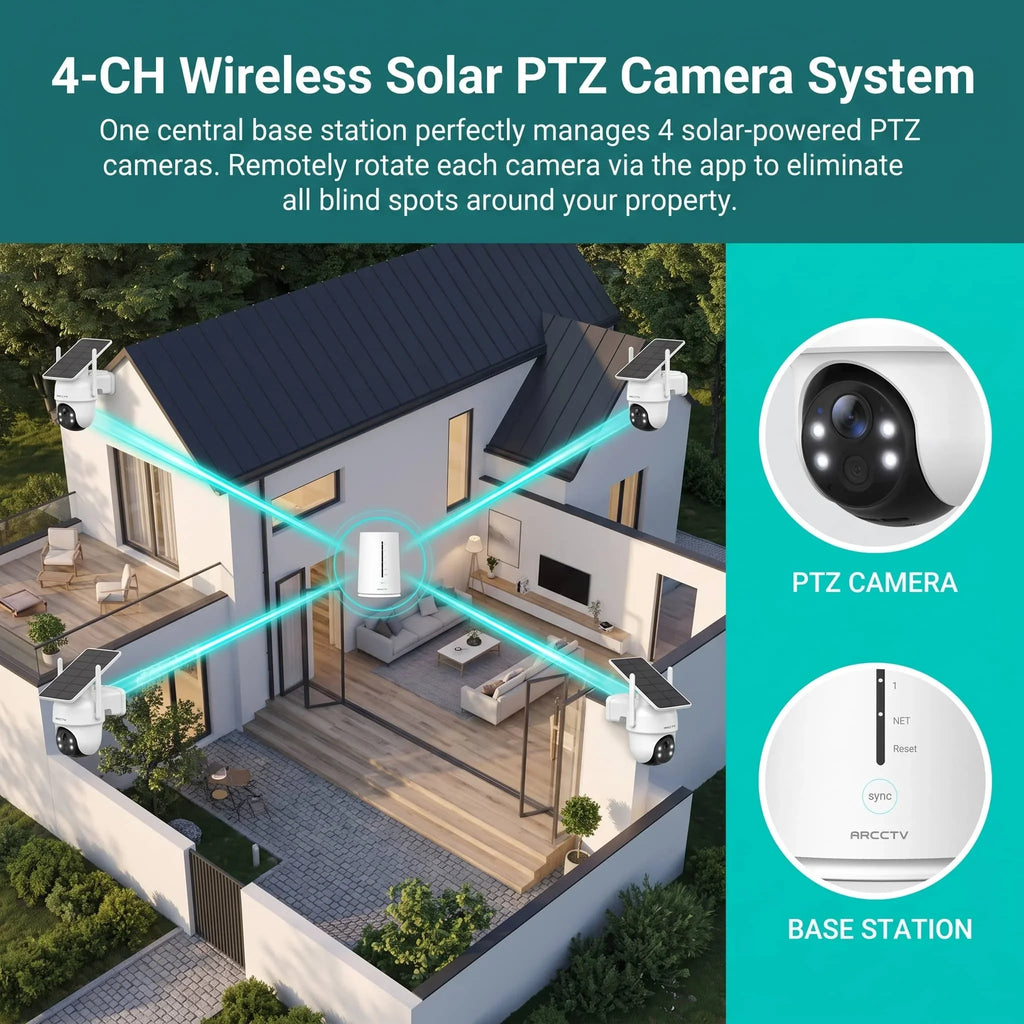 Kit Caméras De Surveillance Solaire 4MP Sans Fil