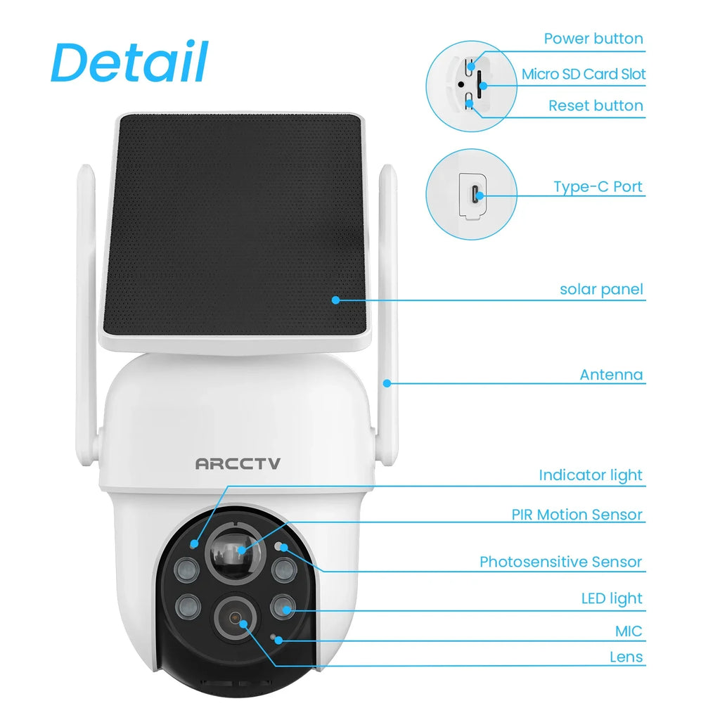 Kit Caméras De Surveillance Solaire 4MP Sans Fil