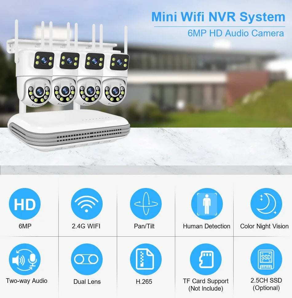 Kit De Caméras De Surveillance WiFi 6MP 8 Canaux