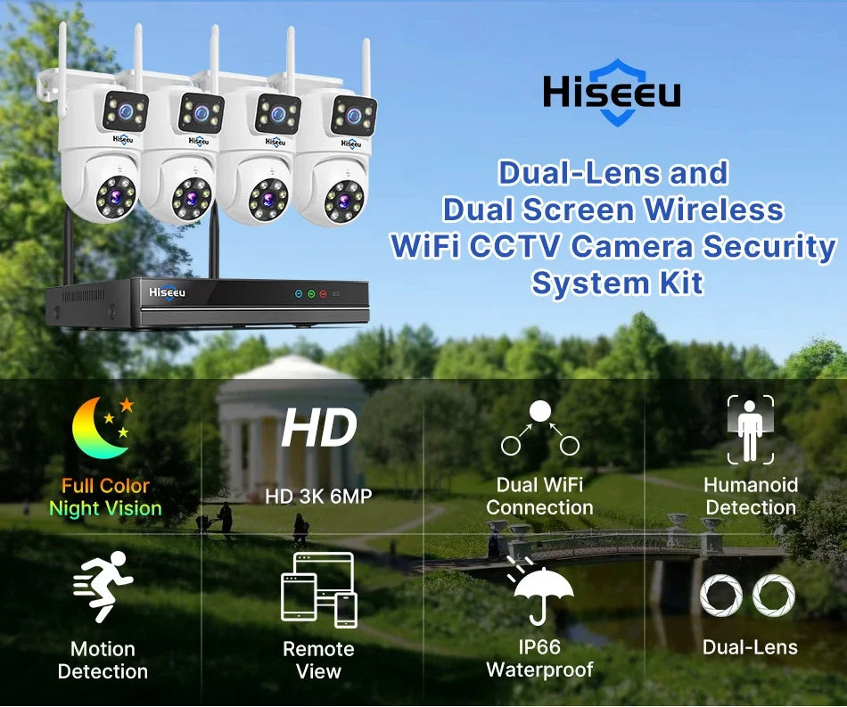 Kit De Surveillance Sans Fil À Double Objectif 4 Caméras