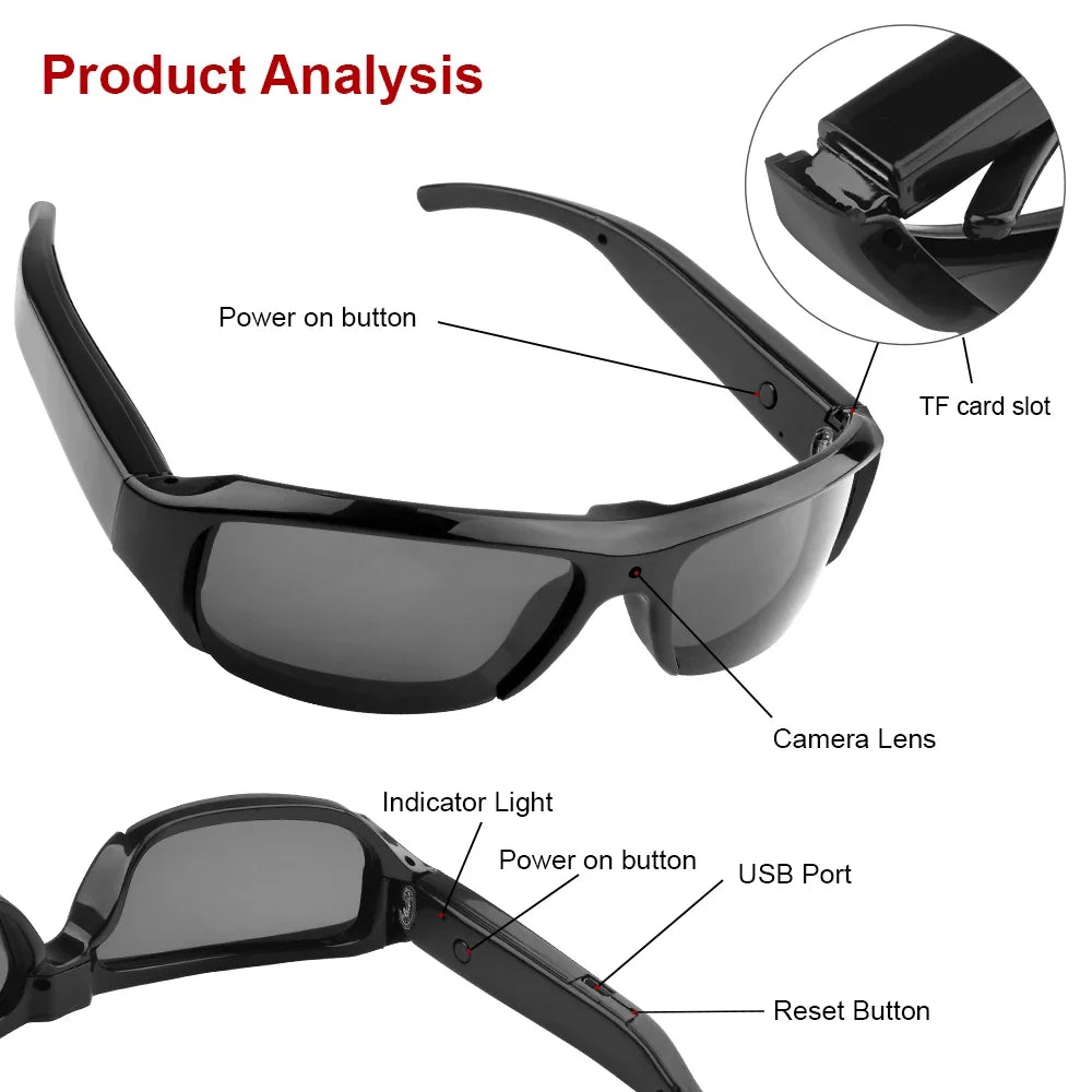 Lunettes Caméra Mini 1080P Noir