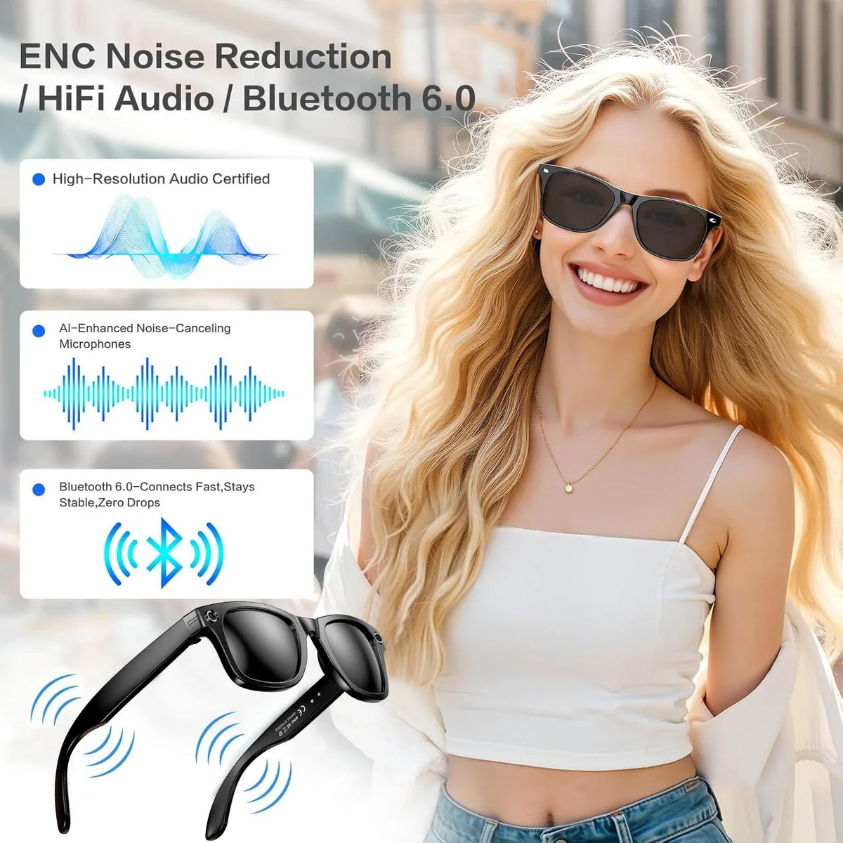 Lunettes Connectées AI avec Caméra 800W