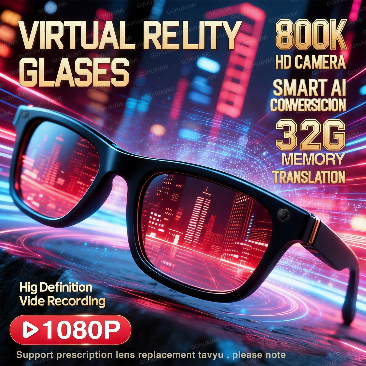 Lunettes Connectées Avec Caméra Et Audio Bluetooth