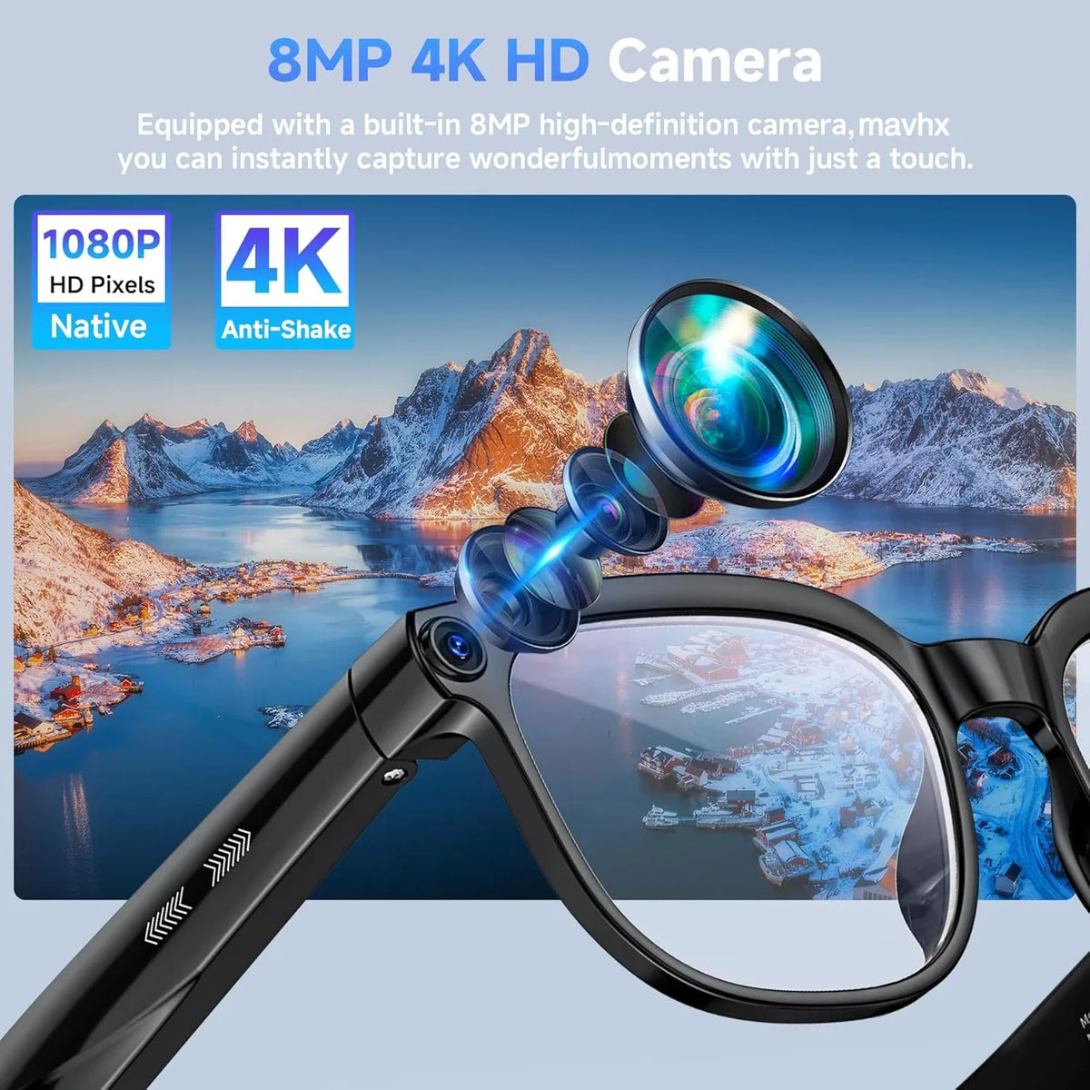 Lunettes Connectées Avec Caméra Et Audio Bluetooth