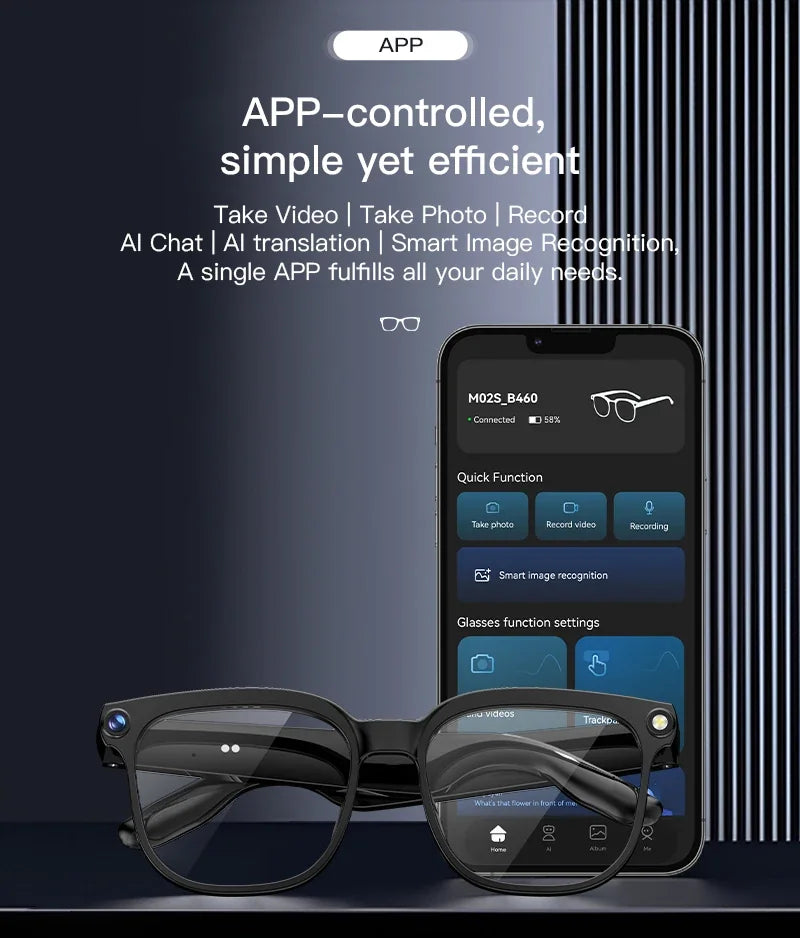 Lunettes Connectées Avec Caméra Et Audio Bluetooth