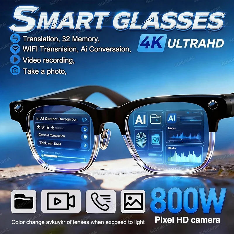 Lunettes Connectées IA Avec Caméra Et Appels Bluetooth