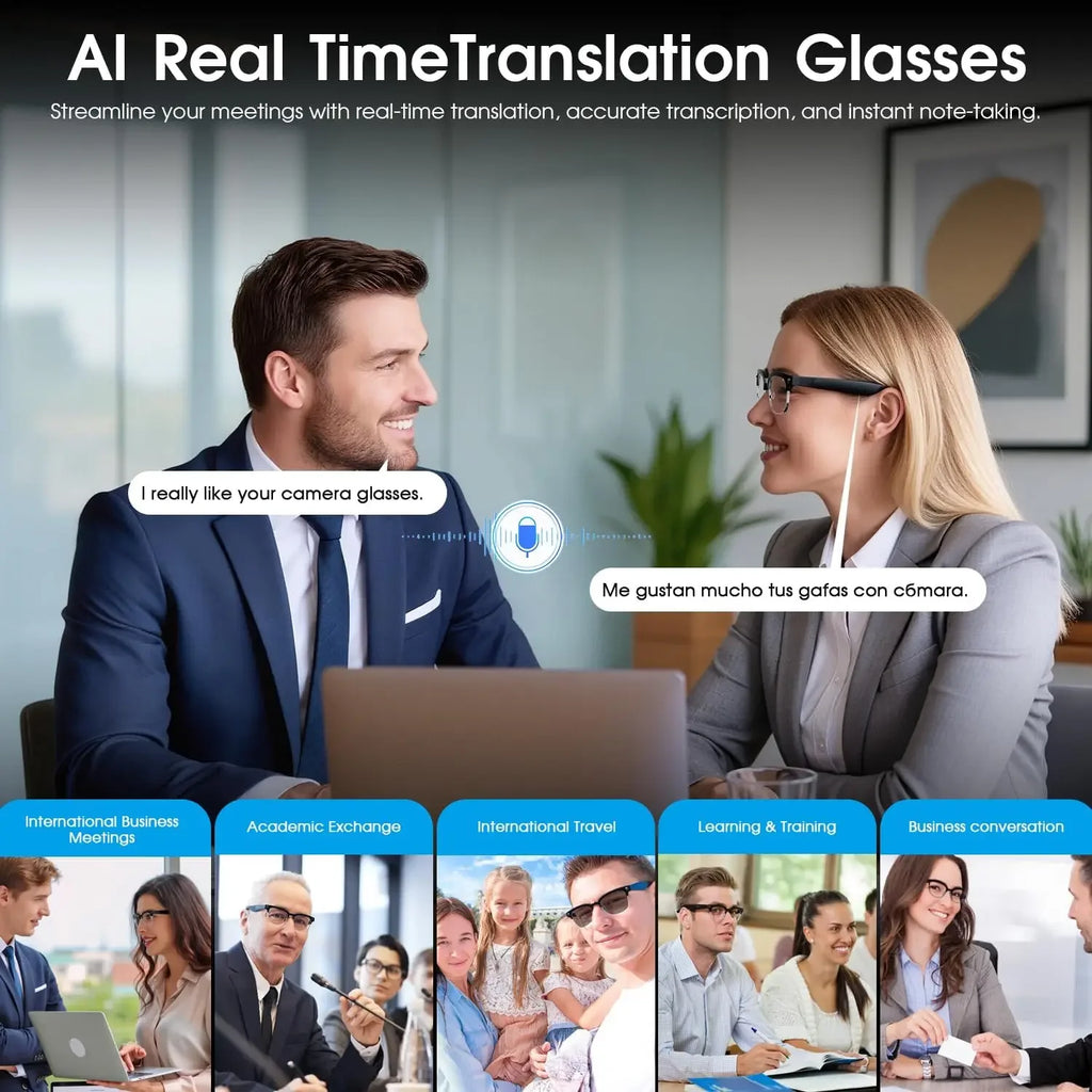 Lunettes Connectées IA Avec Caméra Et Appels Bluetooth