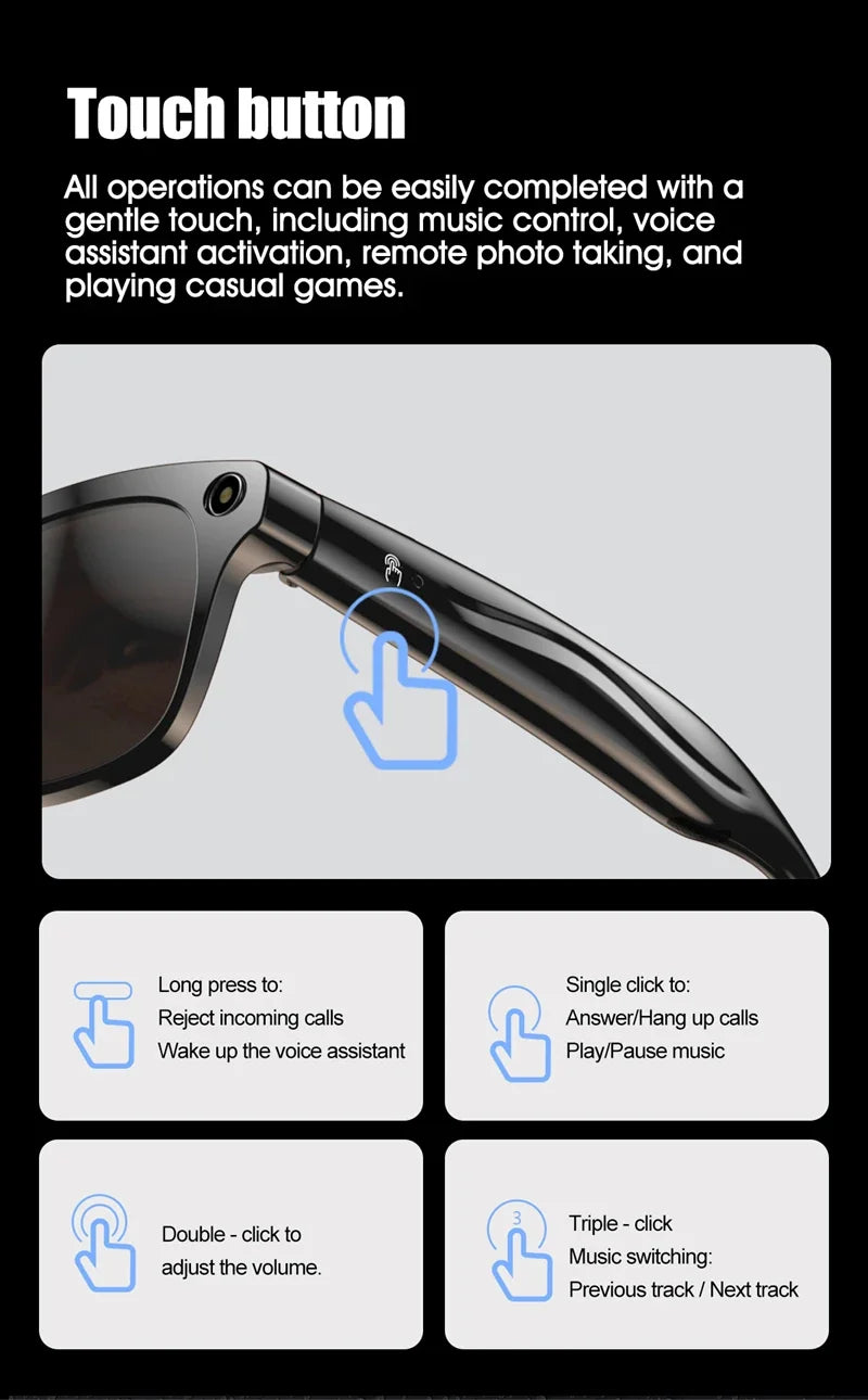 Lunettes Intelligentes 4K Avec Caméra Et Assistant Vocal