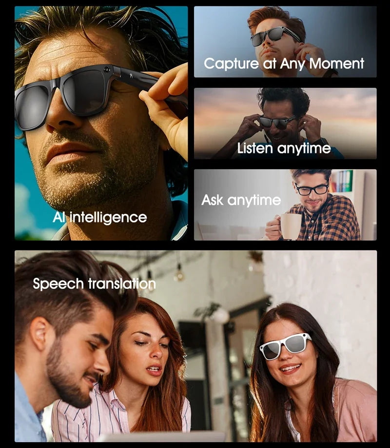 Lunettes Intelligentes 4K Avec Caméra Et Assistant Vocal