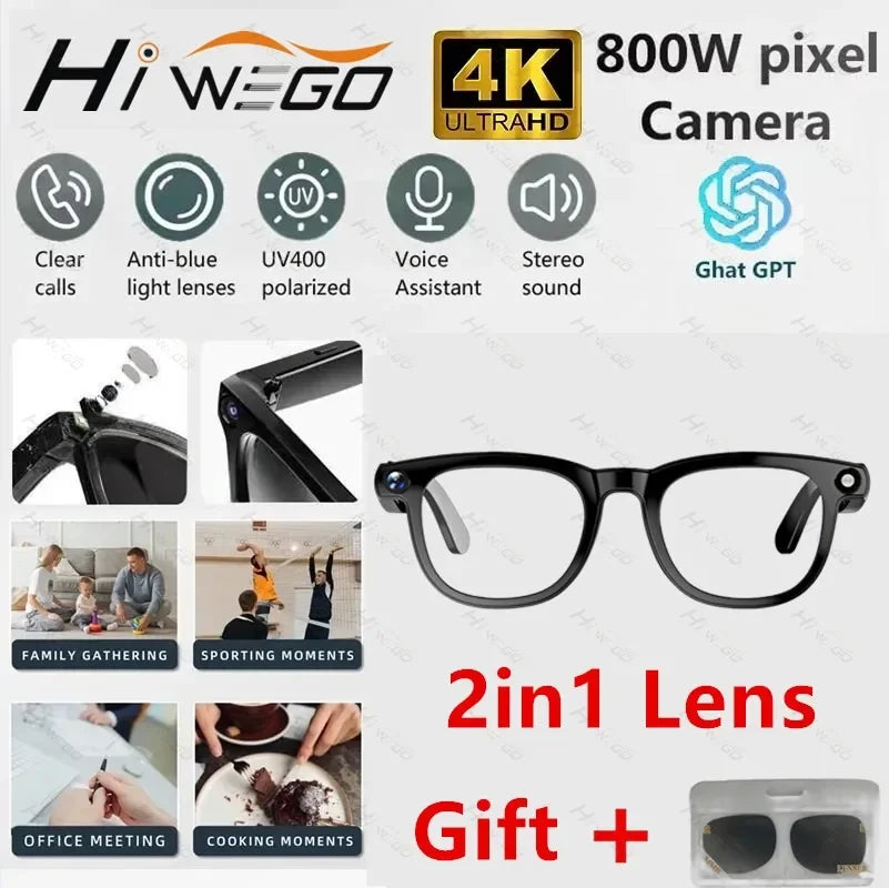 Lunettes Intelligentes 4K avec Caméra IA