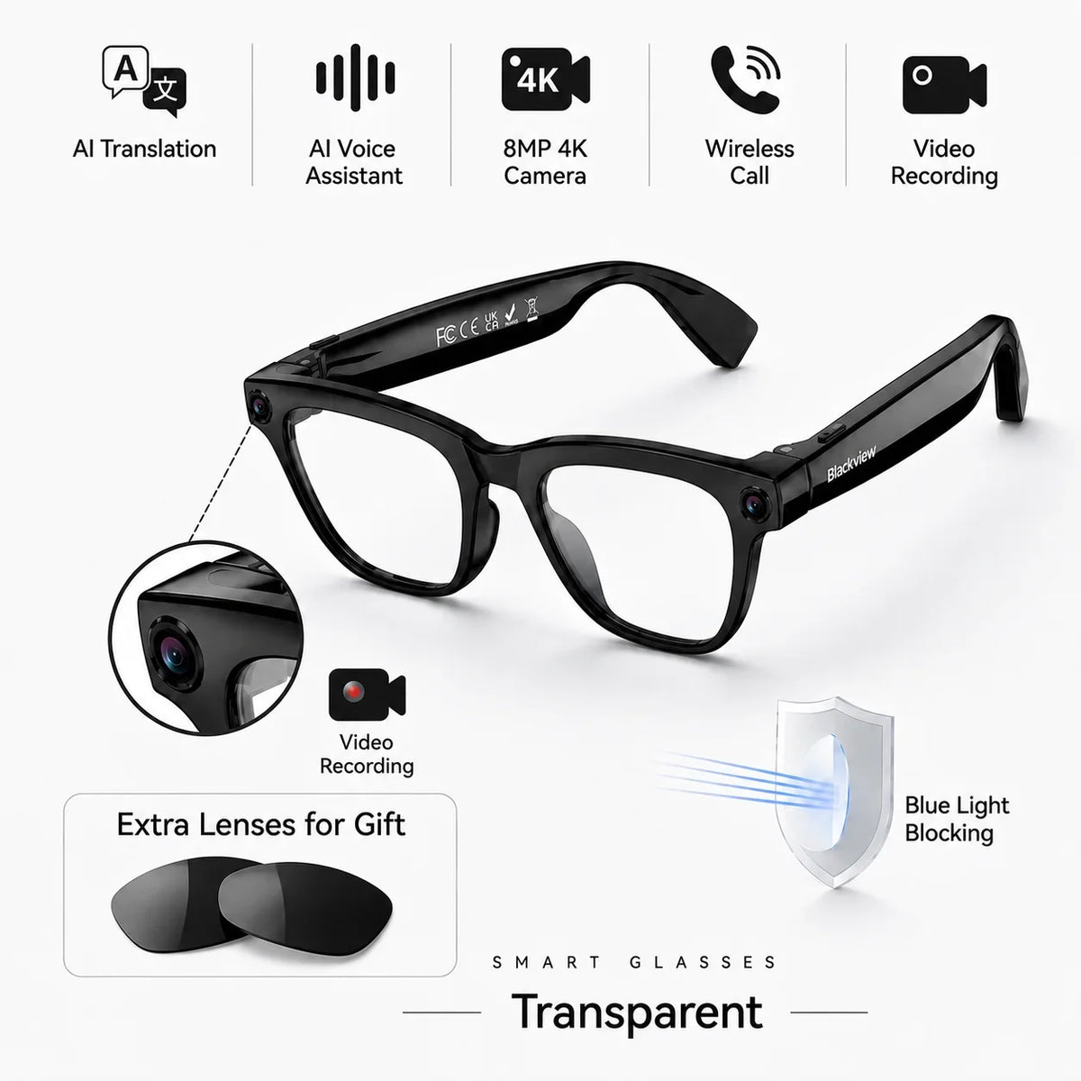 Lunettes Intelligentes 4K Avec Traduction Et Appels