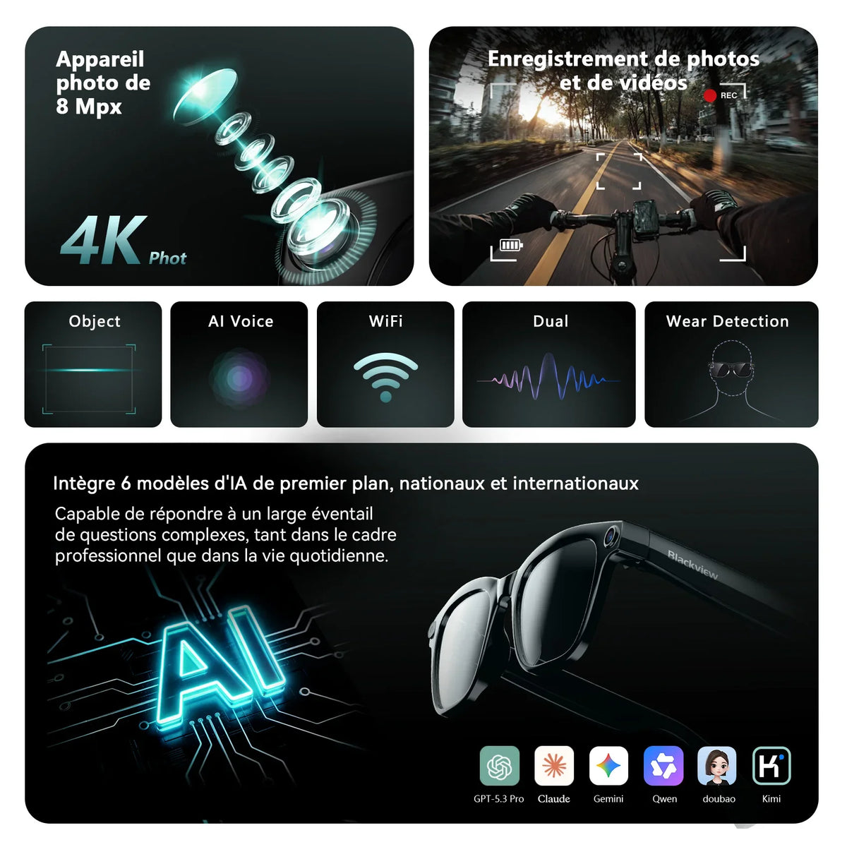 Lunettes Intelligentes 4K Avec Traduction Et Appels Image