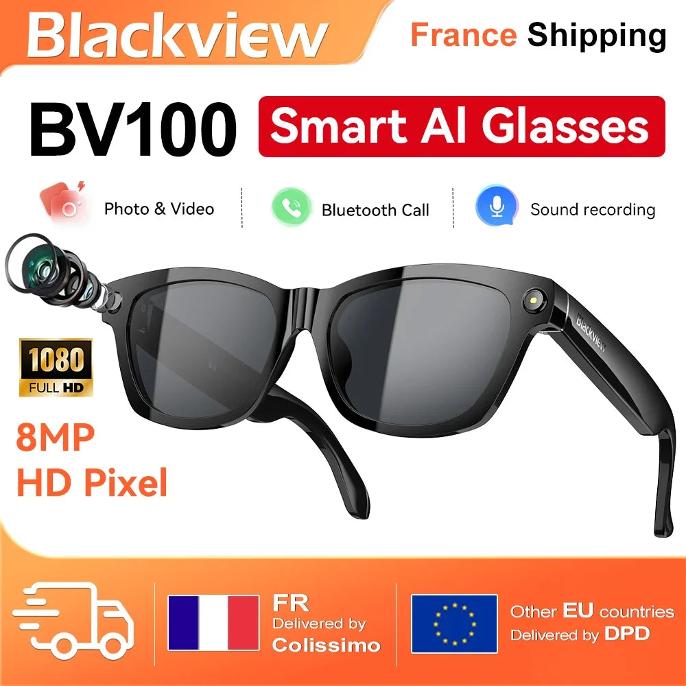 Lunettes Intelligentes Avec Caméra 2K Et Appels Bluetooth