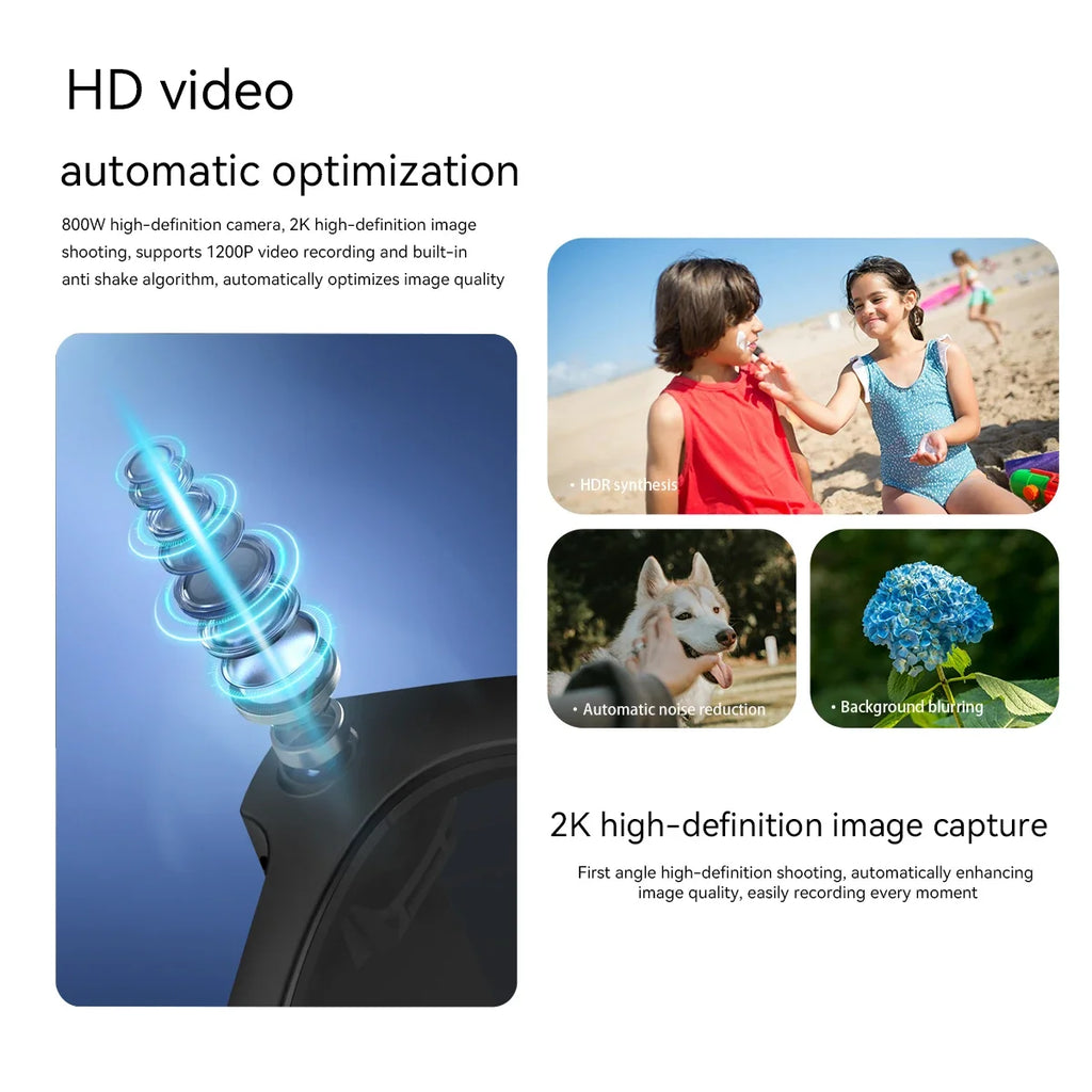 Lunettes Intelligentes Avec Caméra 2K Et Appels Bluetooth