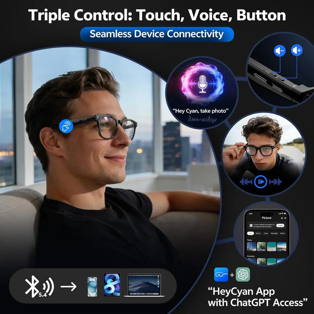 Lunettes Intelligentes Avec Caméra 4K Et Traduction IA