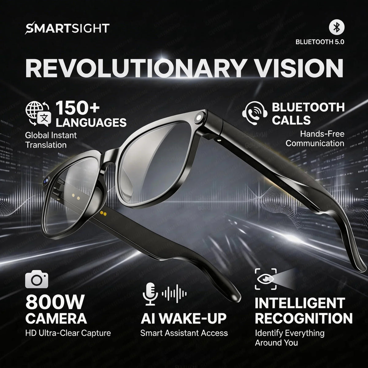 Lunettes Intelligentes Avec Caméra 4K Et Traduction IA