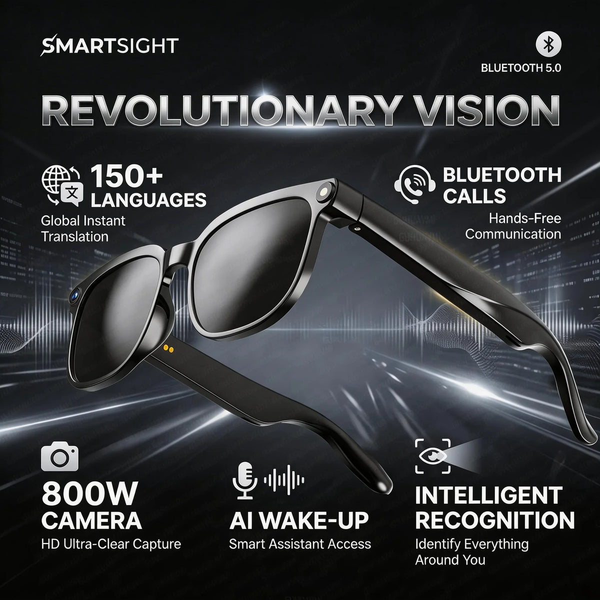 Lunettes Intelligentes Avec Caméra 4K Et Traduction IA Image