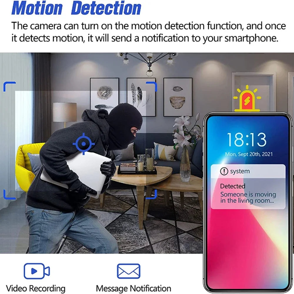 Mini Caméra De Sécurité WiFi 1080P Avec Vision À Distance