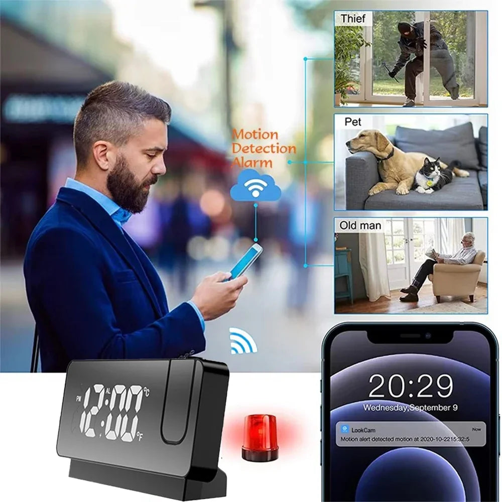 Mini Caméra Horloge WiFi avec Détection De Mouvement
