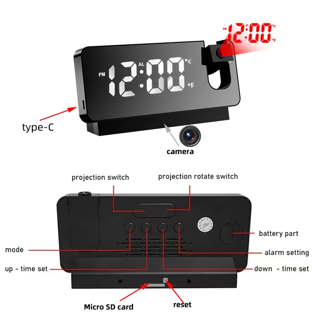Mini Caméra Horloge WiFi avec Détection De Mouvement
