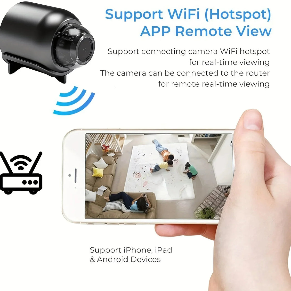 Mini Caméra Wi-Fi 1080P avec Vision Nocturne