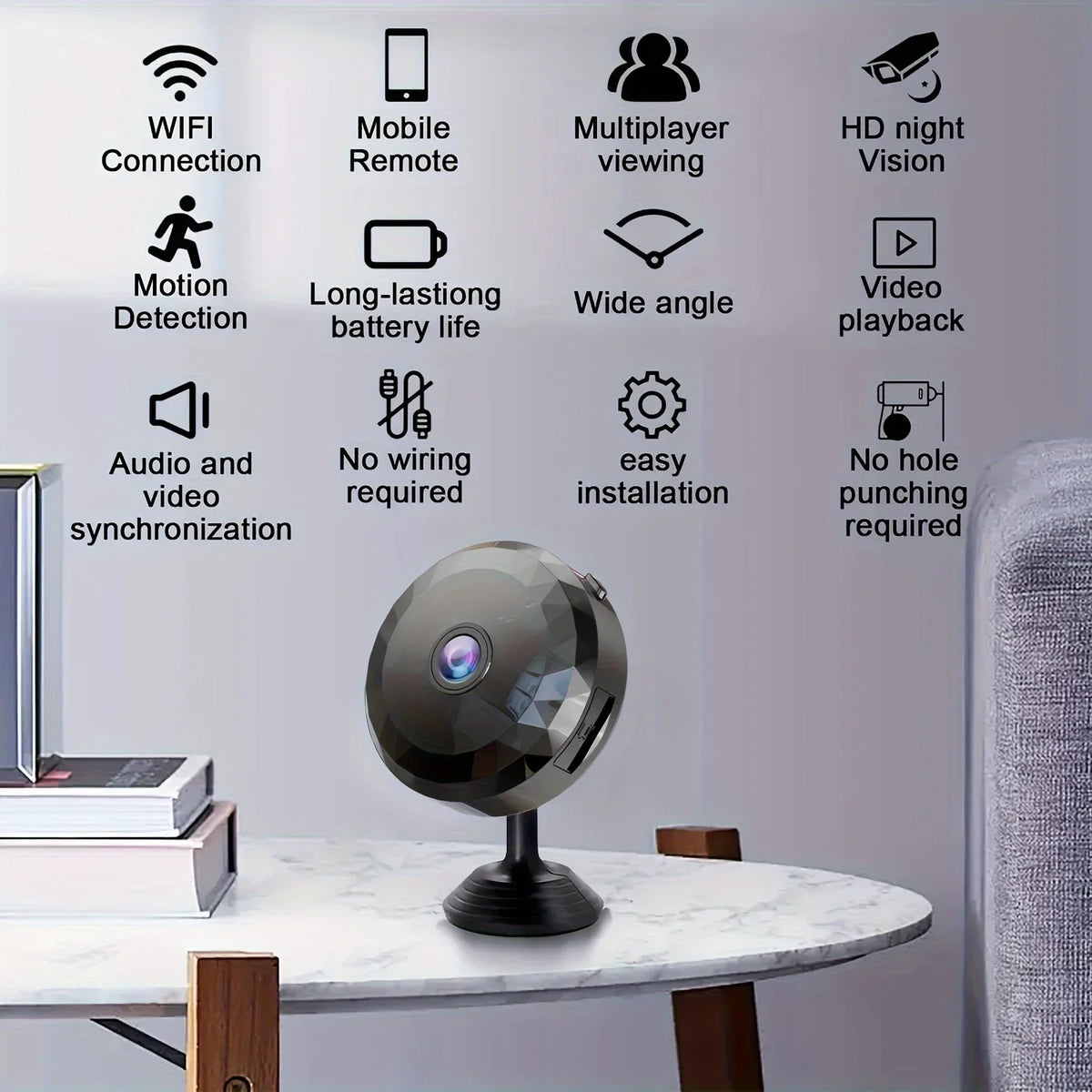 Mini Caméra Wi-Fi De Sécurité Avec Vision Nocturne