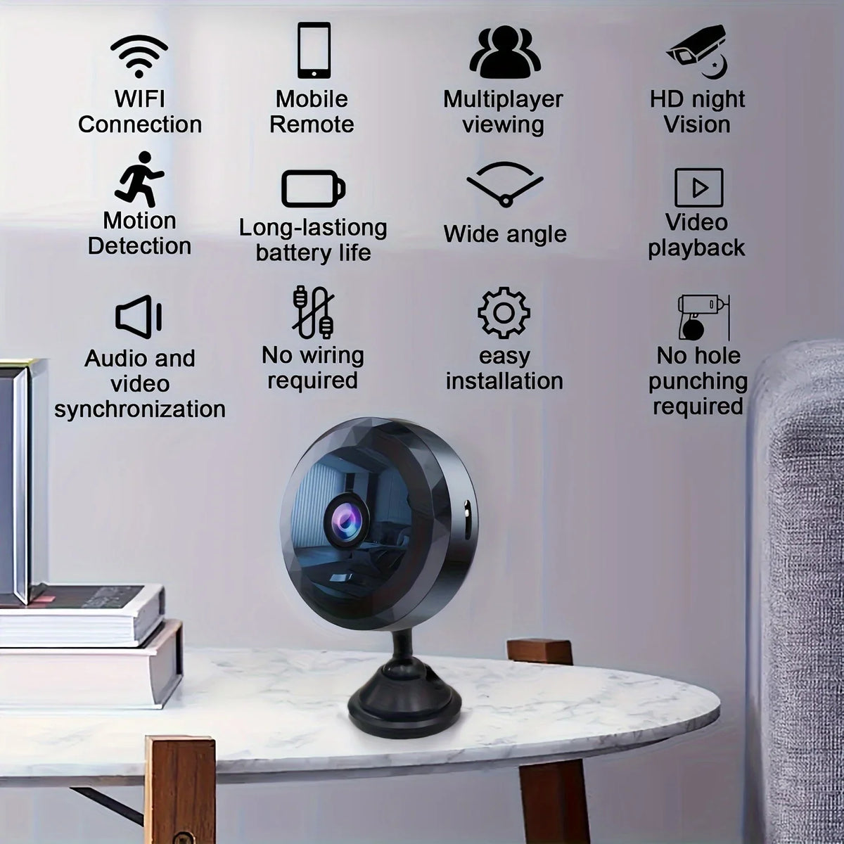 Mini Caméra WiFi 1080P de Surveillance Intérieure