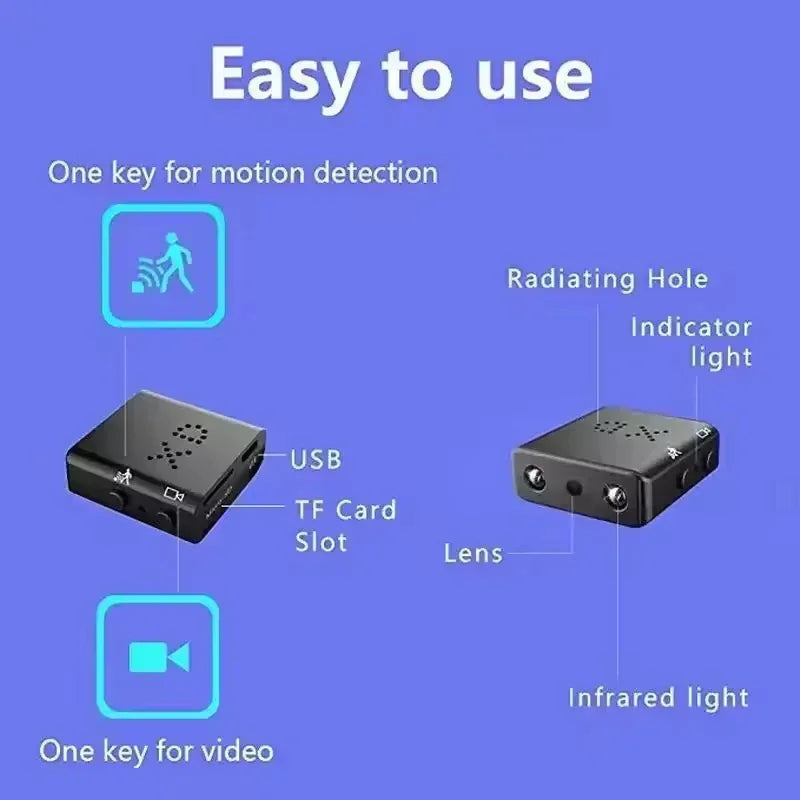 Mini Caméra Wifi HD 1080P pour Surveillance Intérieure