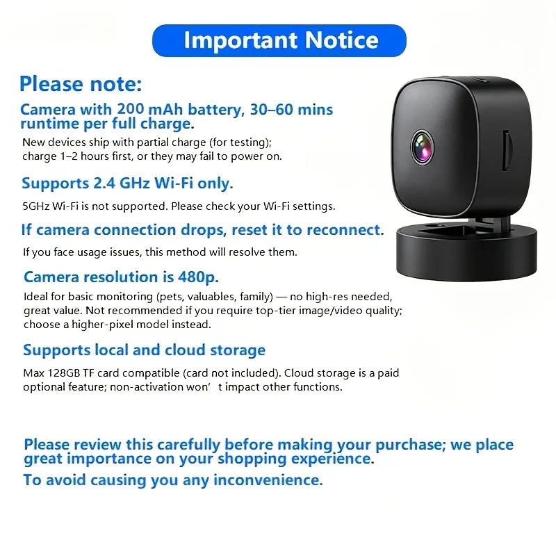 Mini Caméra WiFi Magnétique de Surveillance 480P — photo 9