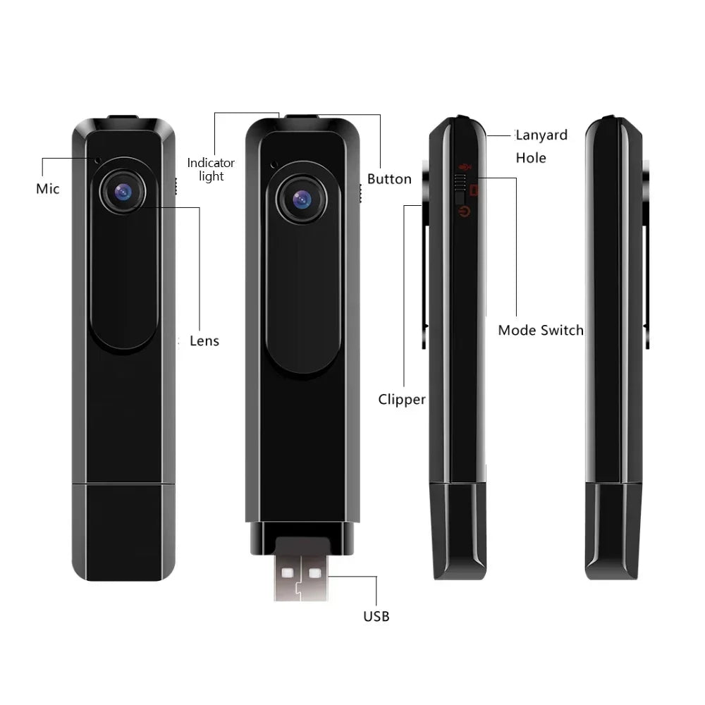 Mini Stylo Caméra Portable 1080P avec Enregistrement