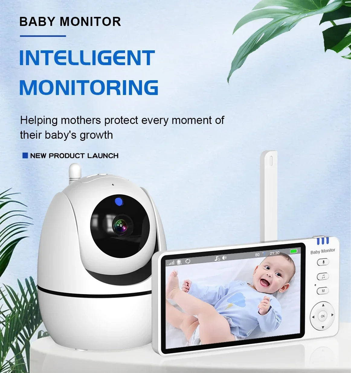 Moniteur Vidéo Bébé 5 Pouces Avec Zoom 4X