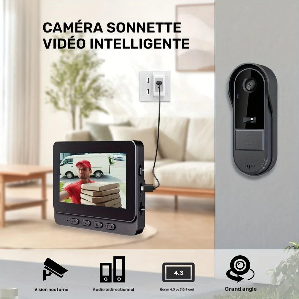 Sonnette Vidéo Sans Fil Avec Écran 4,3 Pouces — photo 2