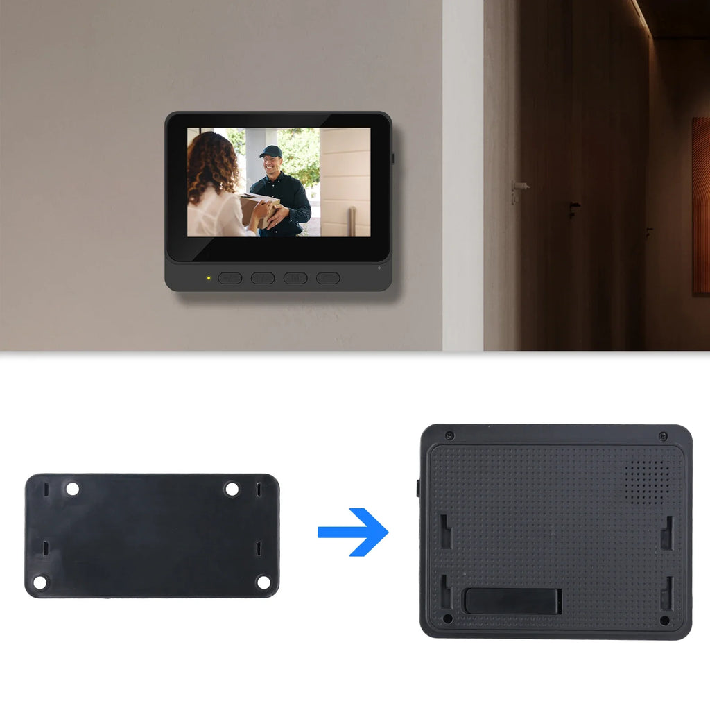 Sonnette Vidéo Sans Fil avec Écran IPS 4,3 Pouces