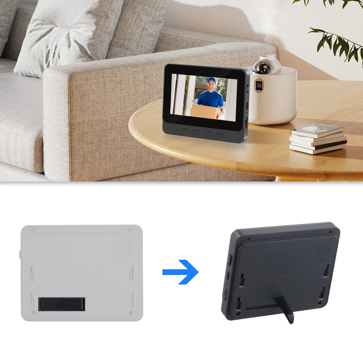 Sonnette Vidéo Sans Fil avec Écran IPS 4,3 Pouces